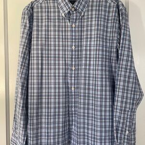 Saddlebred Men's White and Blue Plaid Button Down Shirt